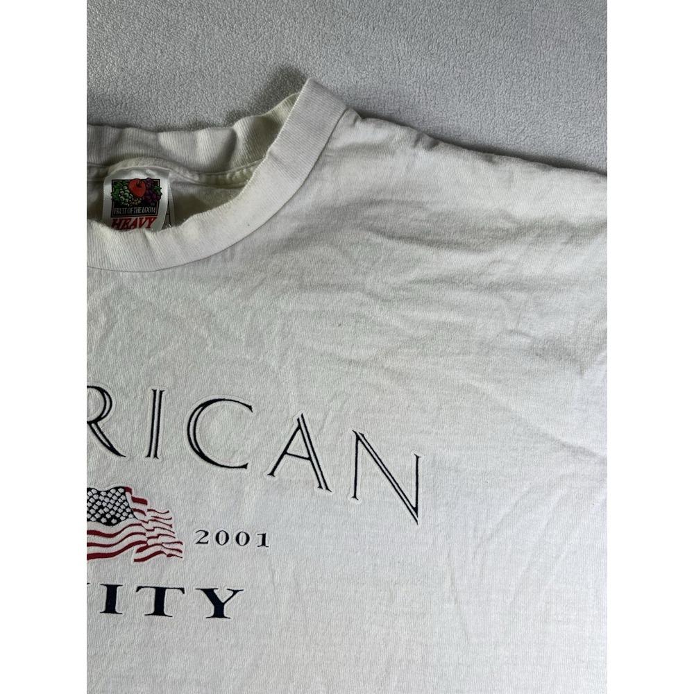VTG World Trade Center Shirt XL White 9/11 T-Shirt American Unity Flawed - Picture 5 of 12